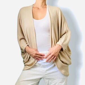 Odylyne Gold Lame Knit Cocoon Style Cardigan